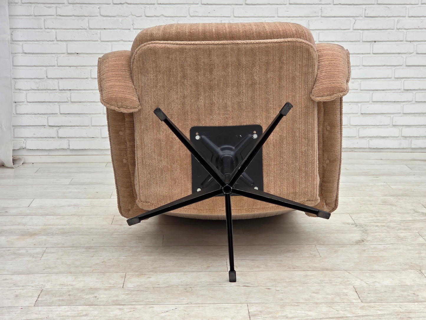 1970s, Danish swivel armchair, beige furniture fabric.