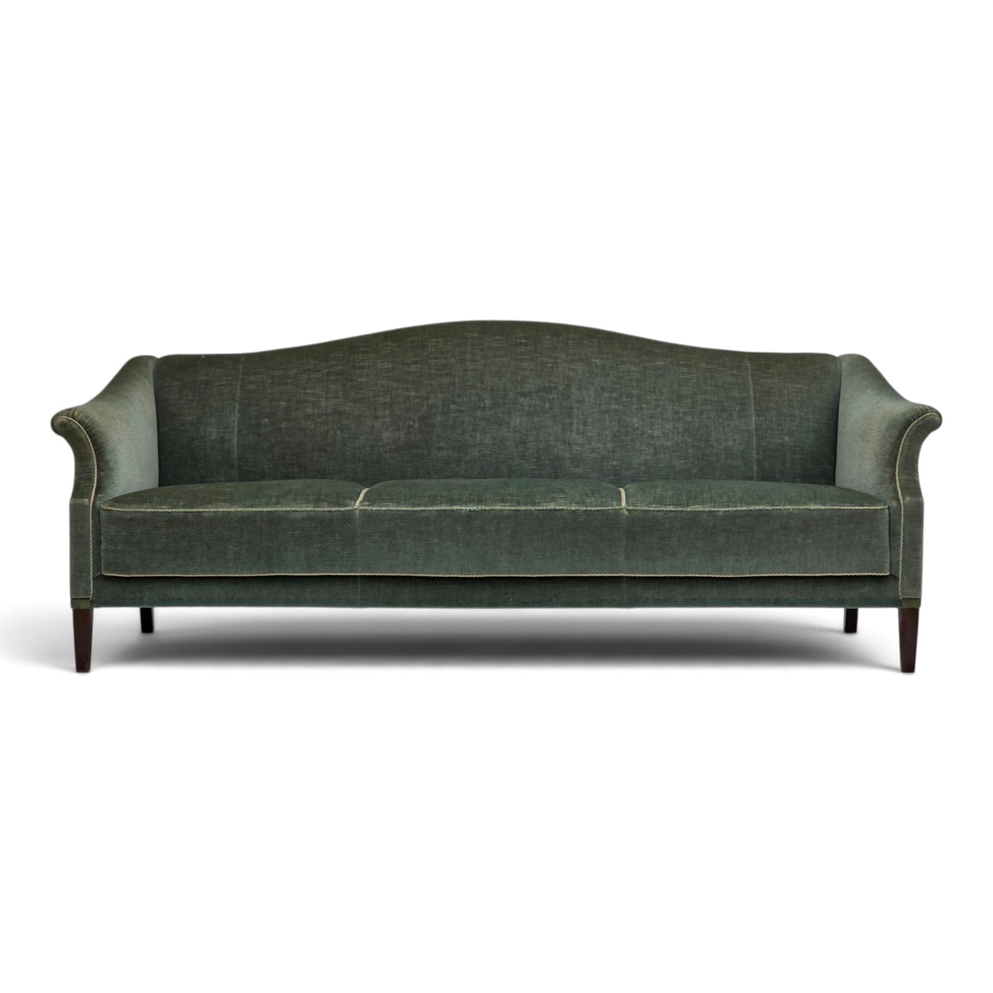 1960s, 3-seater Danish sofa, green furniture velour.