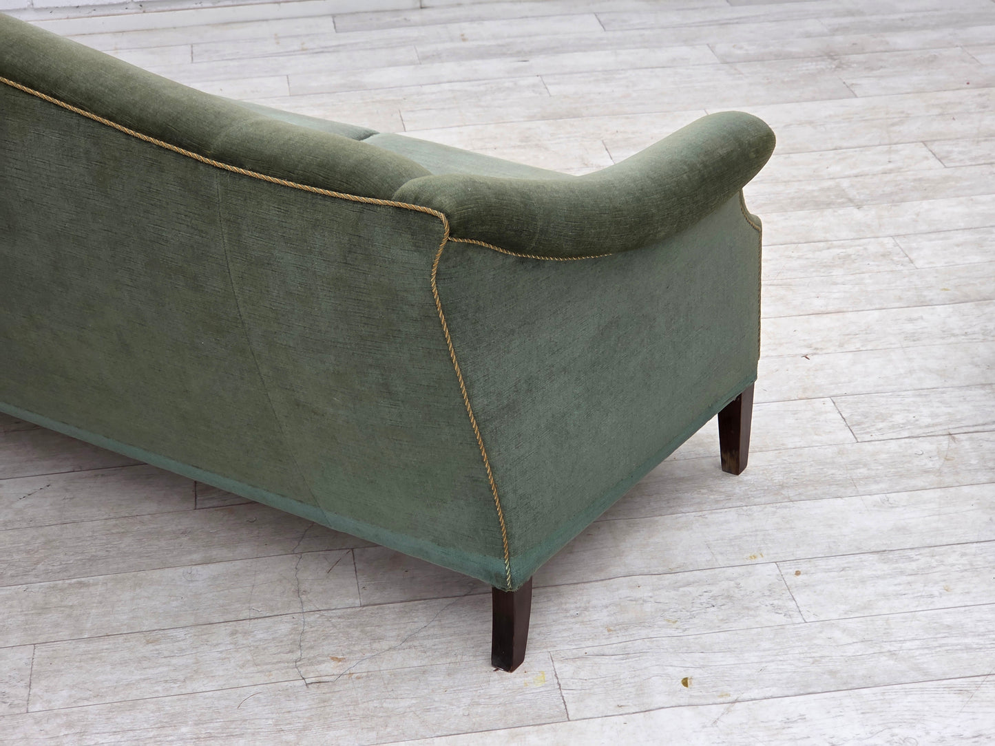 1960s, 3-seater Danish sofa, green furniture velour.