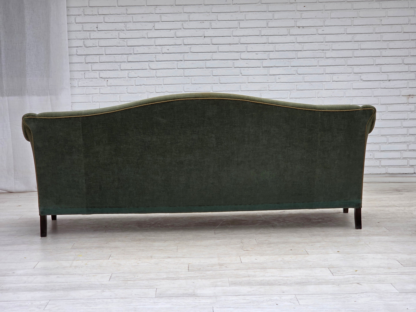 1960s, 3-seater Danish sofa, green furniture velour.