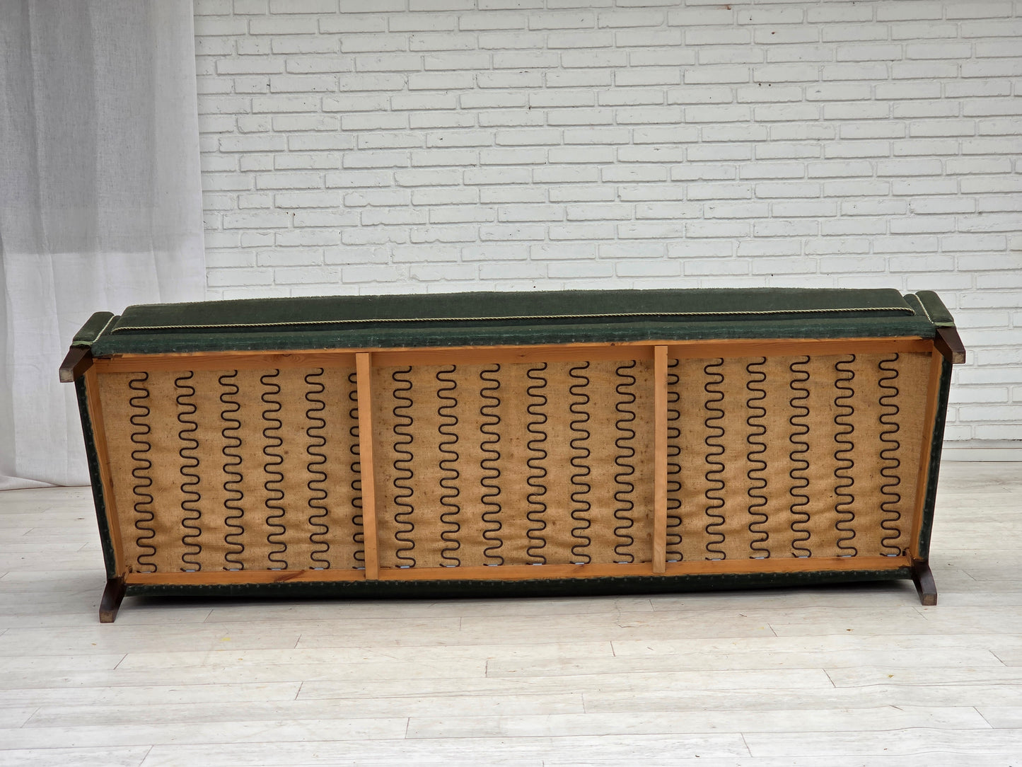 1960s, 3-seater Danish sofa, green furniture velour.