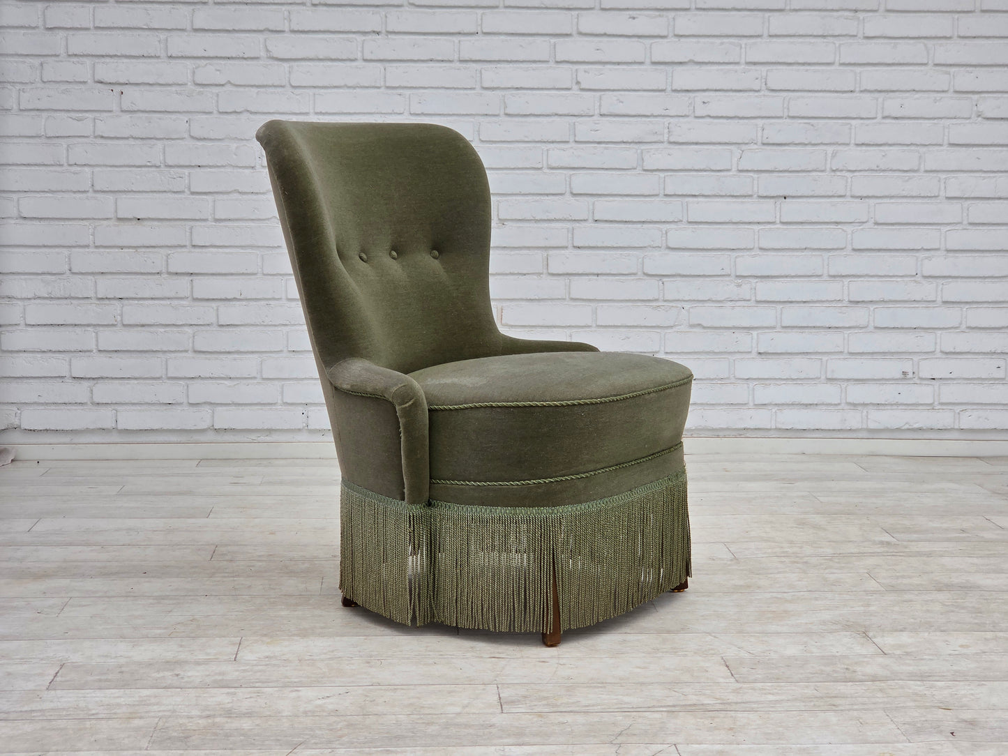 1970s, Danish armchair, green furniture velour.
