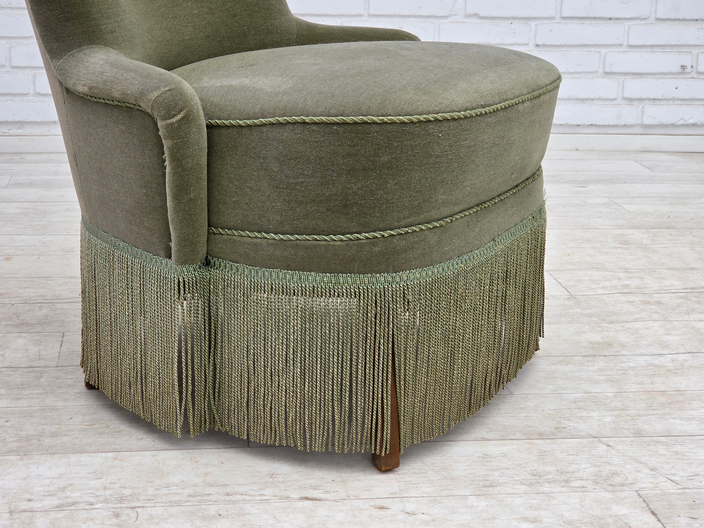 1970s, Danish armchair, green furniture velour.