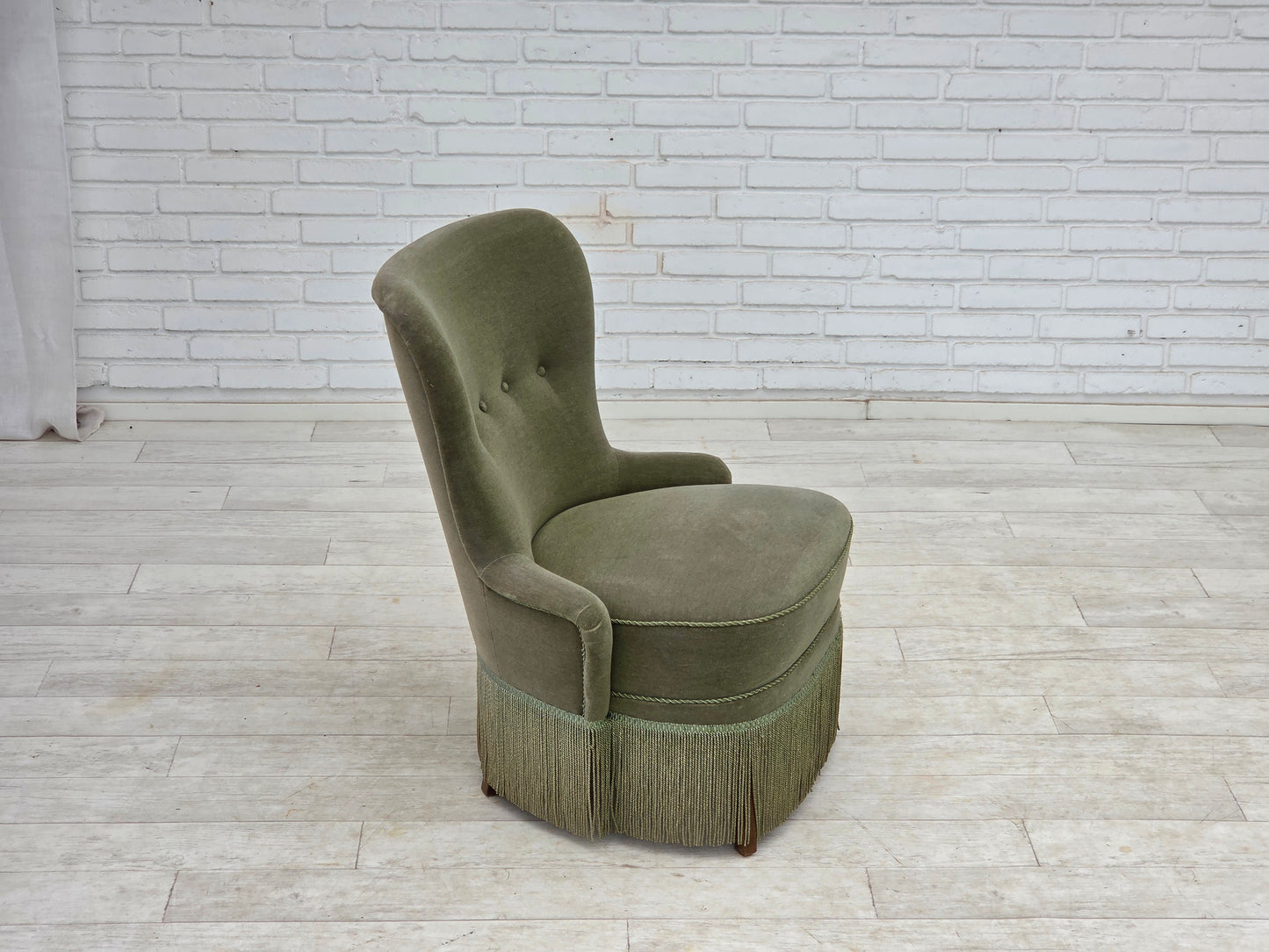1970s, Danish armchair, green furniture velour.