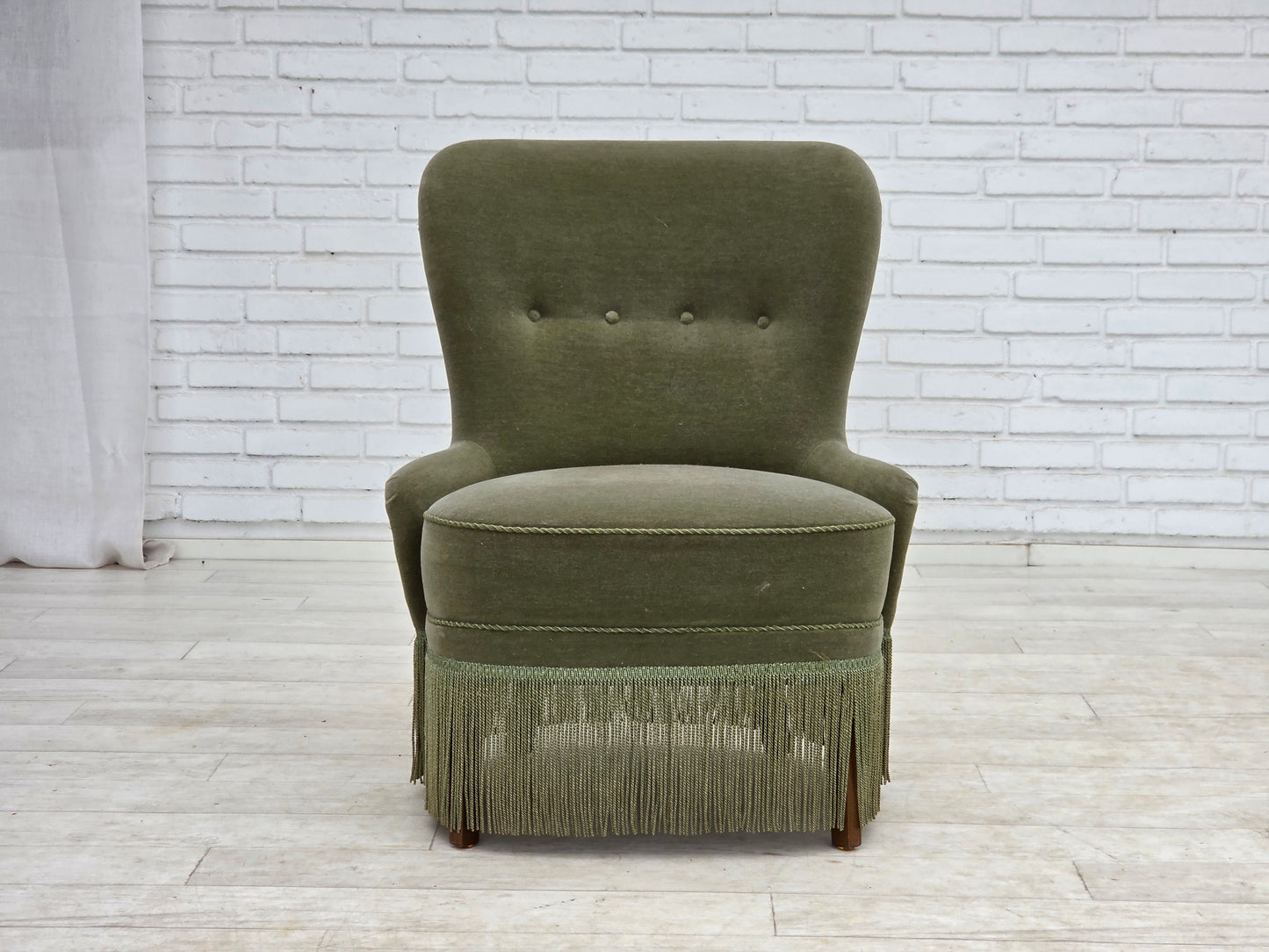 1970s, Danish armchair, green furniture velour.