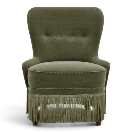 1970s, Danish armchair, green furniture velour.