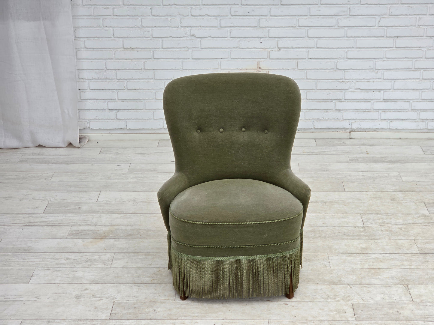 1970s, Danish armchair, green furniture velour.