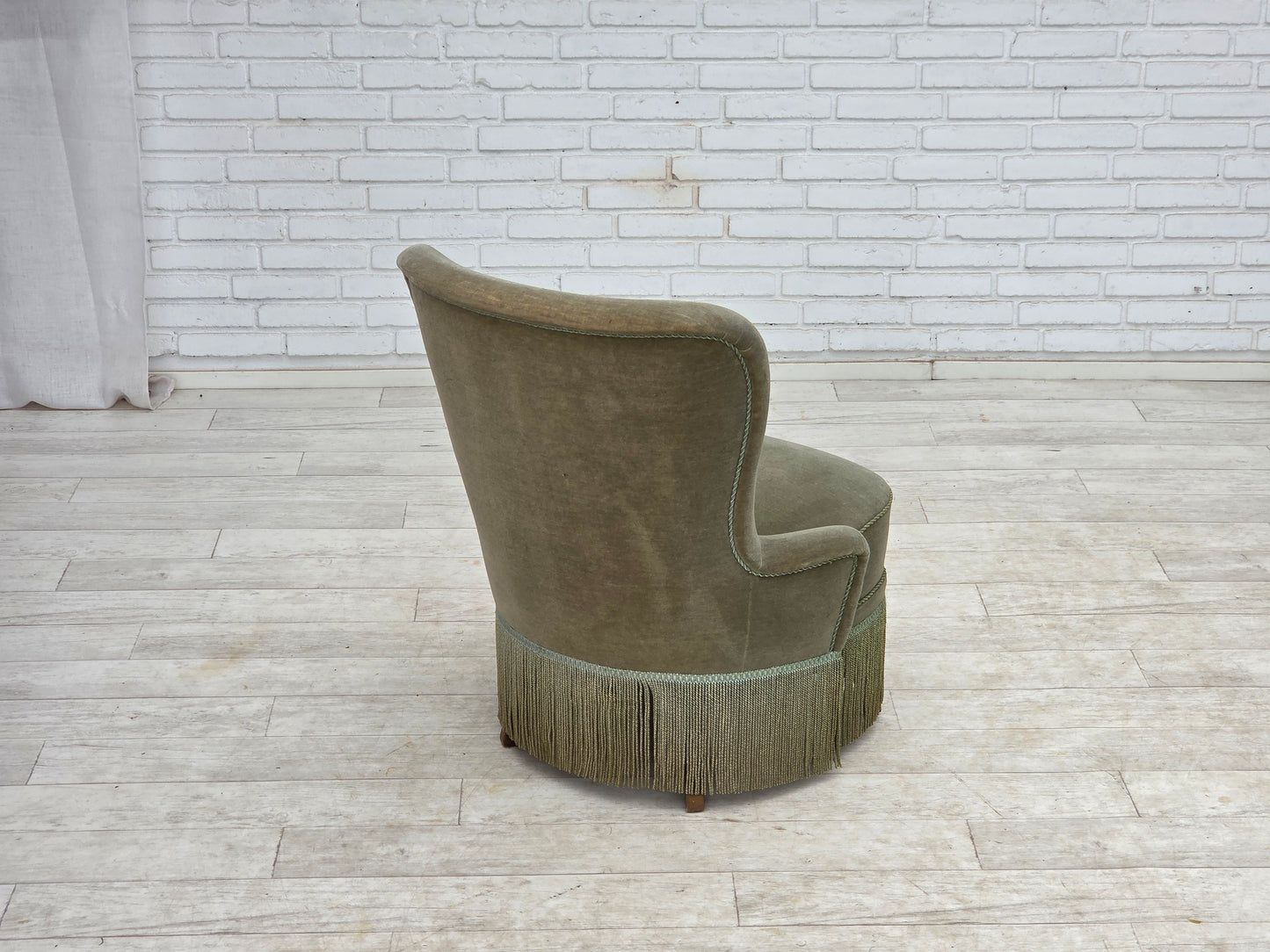 1970s, Danish armchair, green furniture velour.