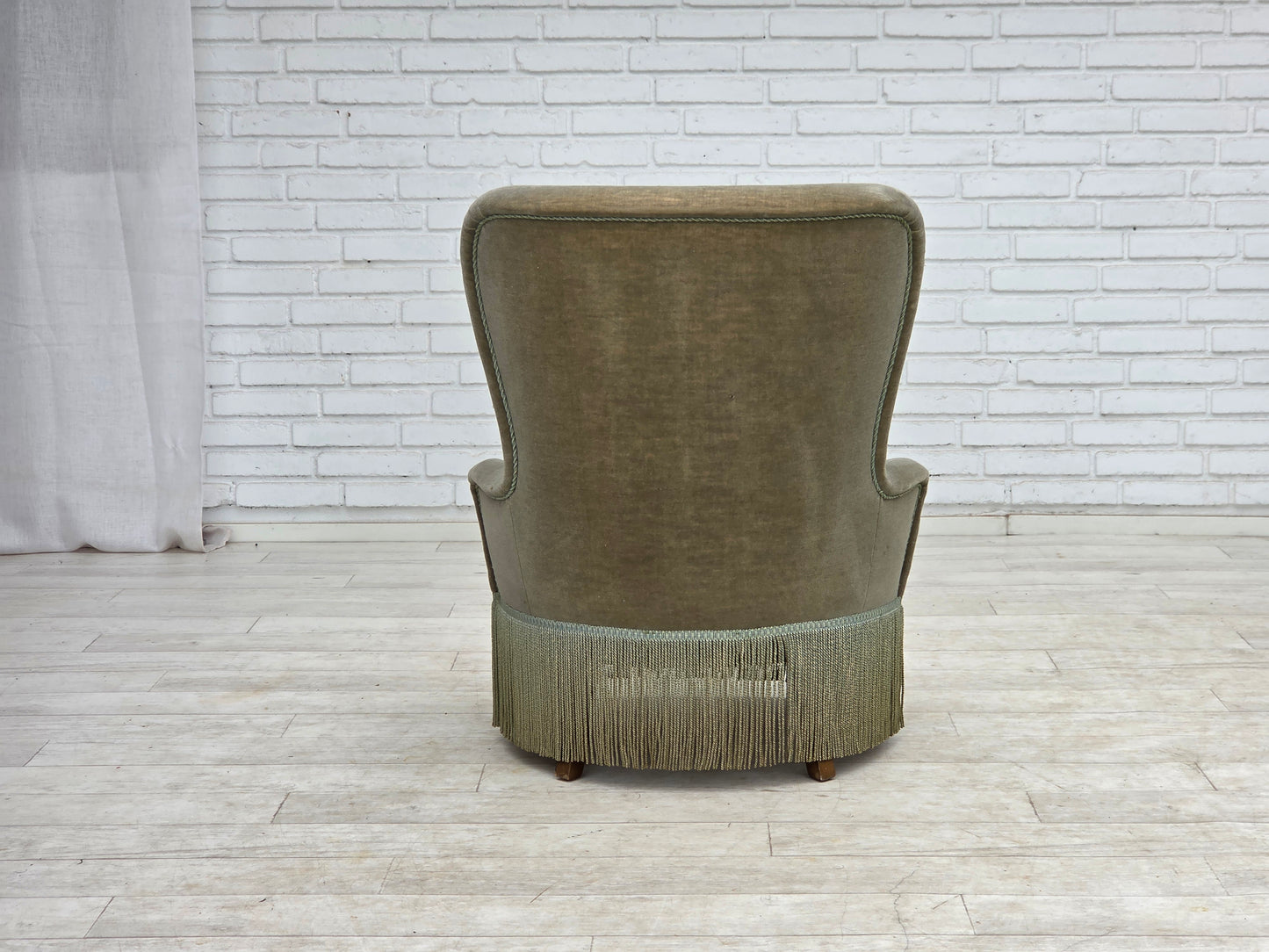1970s, Danish armchair, green furniture velour.
