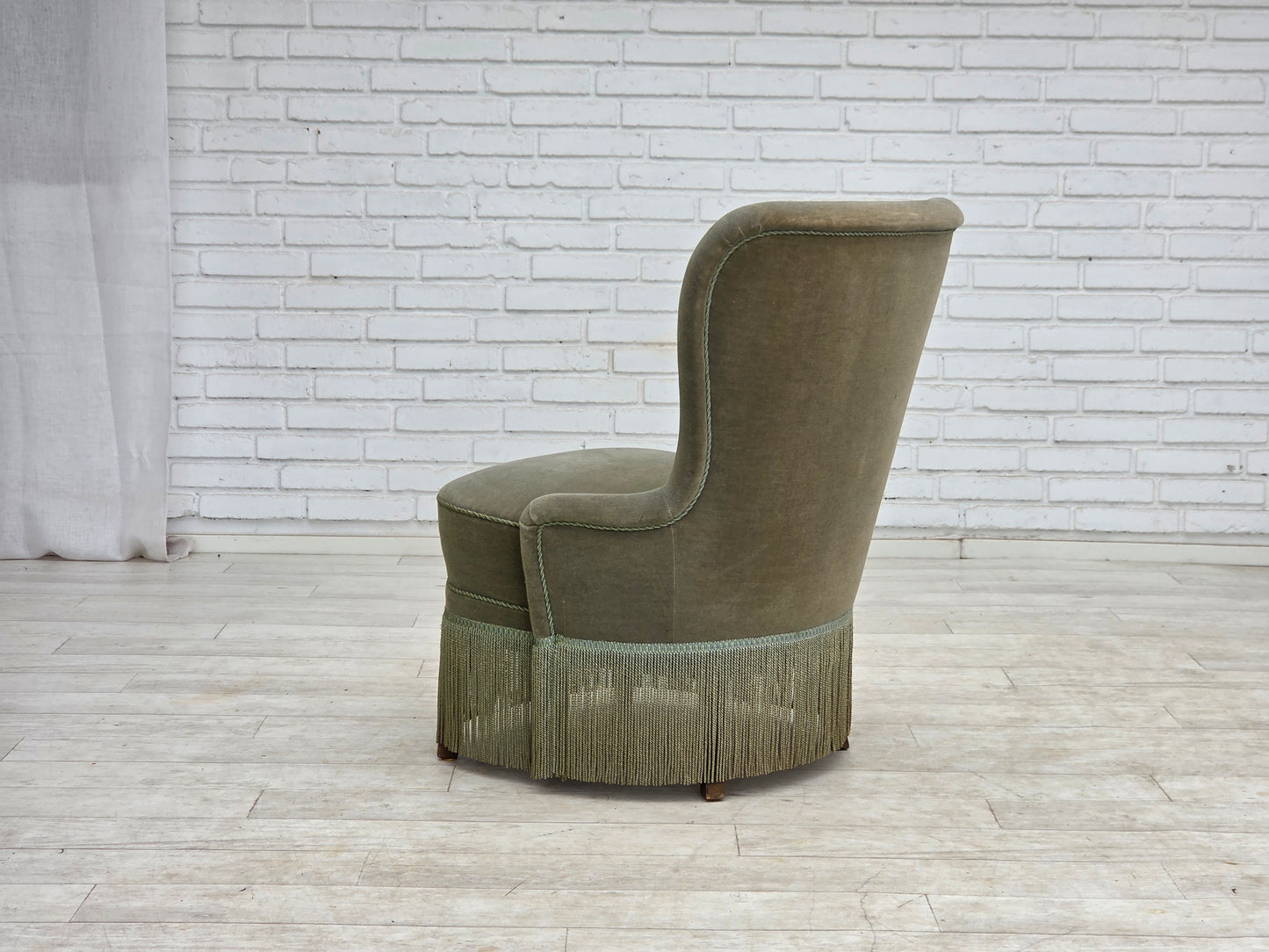 1970s, Danish armchair, green furniture velour.