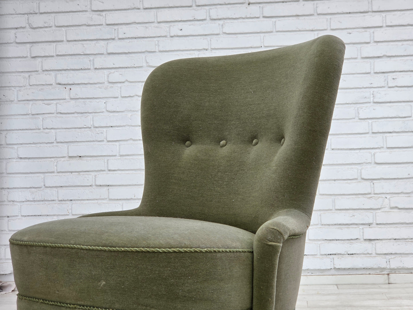 1970s, Danish armchair, green furniture velour.