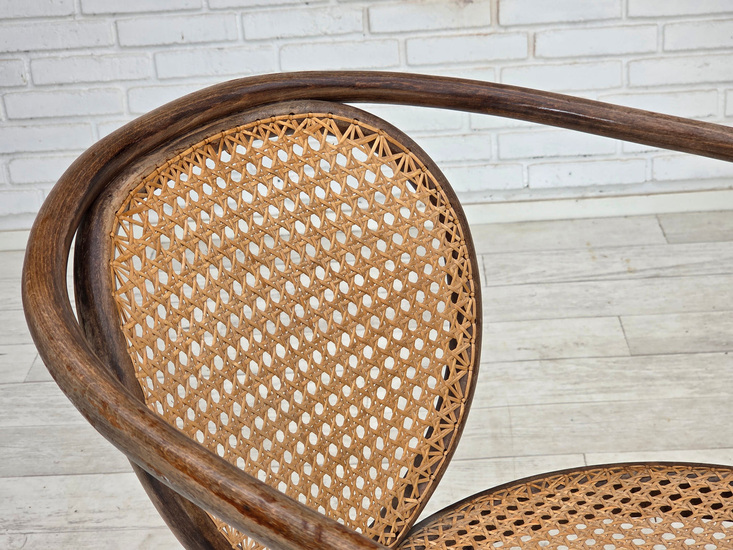 1950s, adjustable swivel armchair in Thonet style.