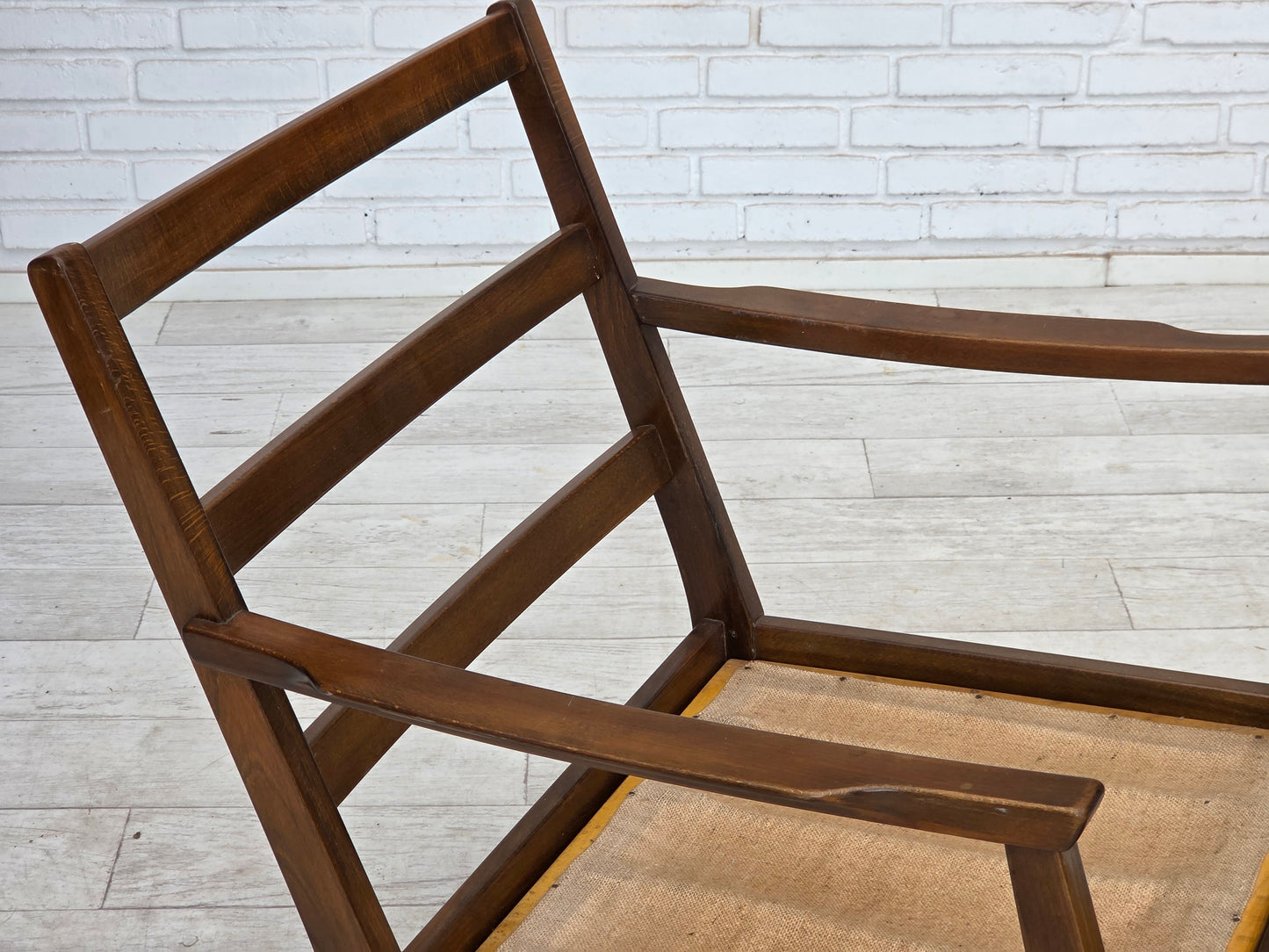 1960s, Danish armchair, furniture wool, beech wood.