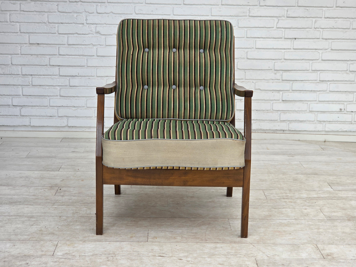 1960s, Danish armchair, furniture wool, beech wood.
