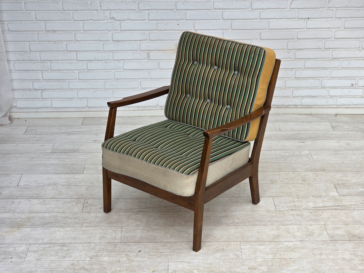 1960s, Danish armchair, furniture wool, beech wood.