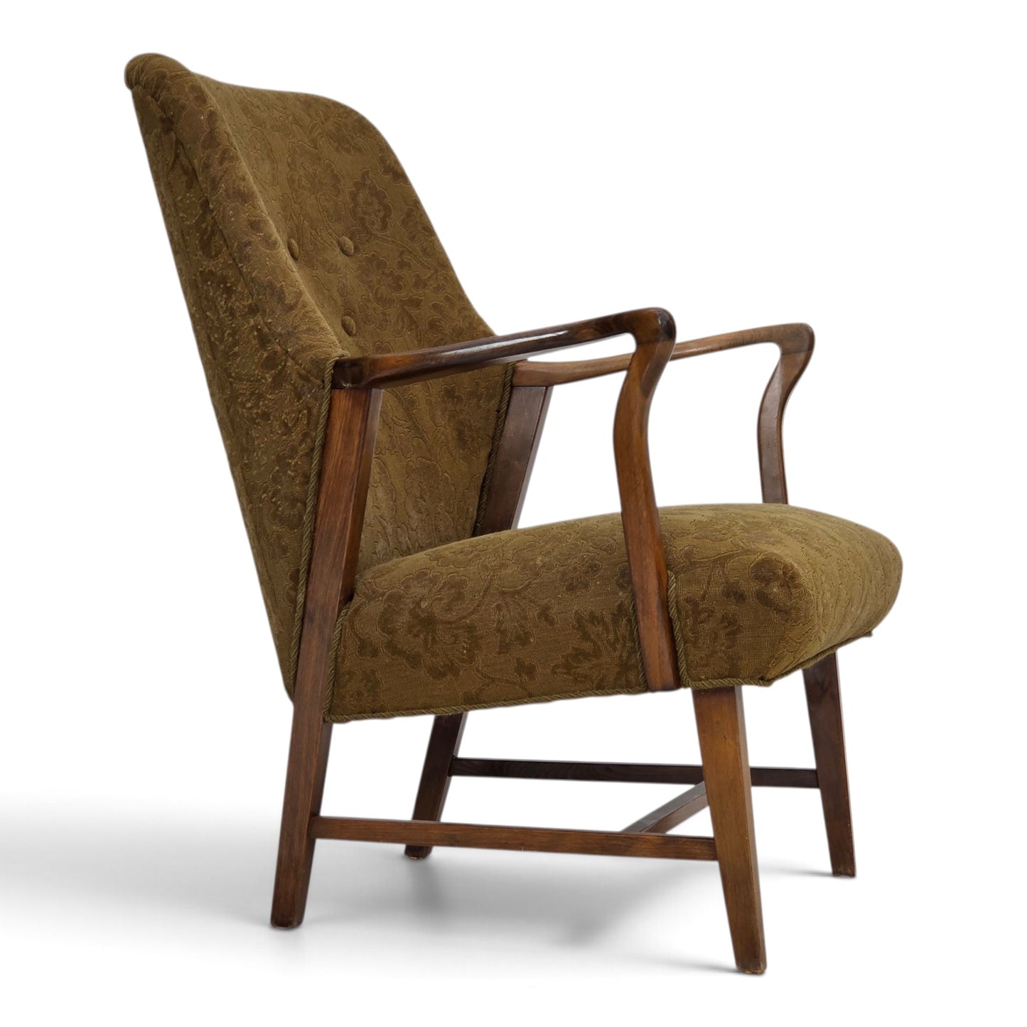 960s, Danish vintage armchair, furniture wool, beech wood.