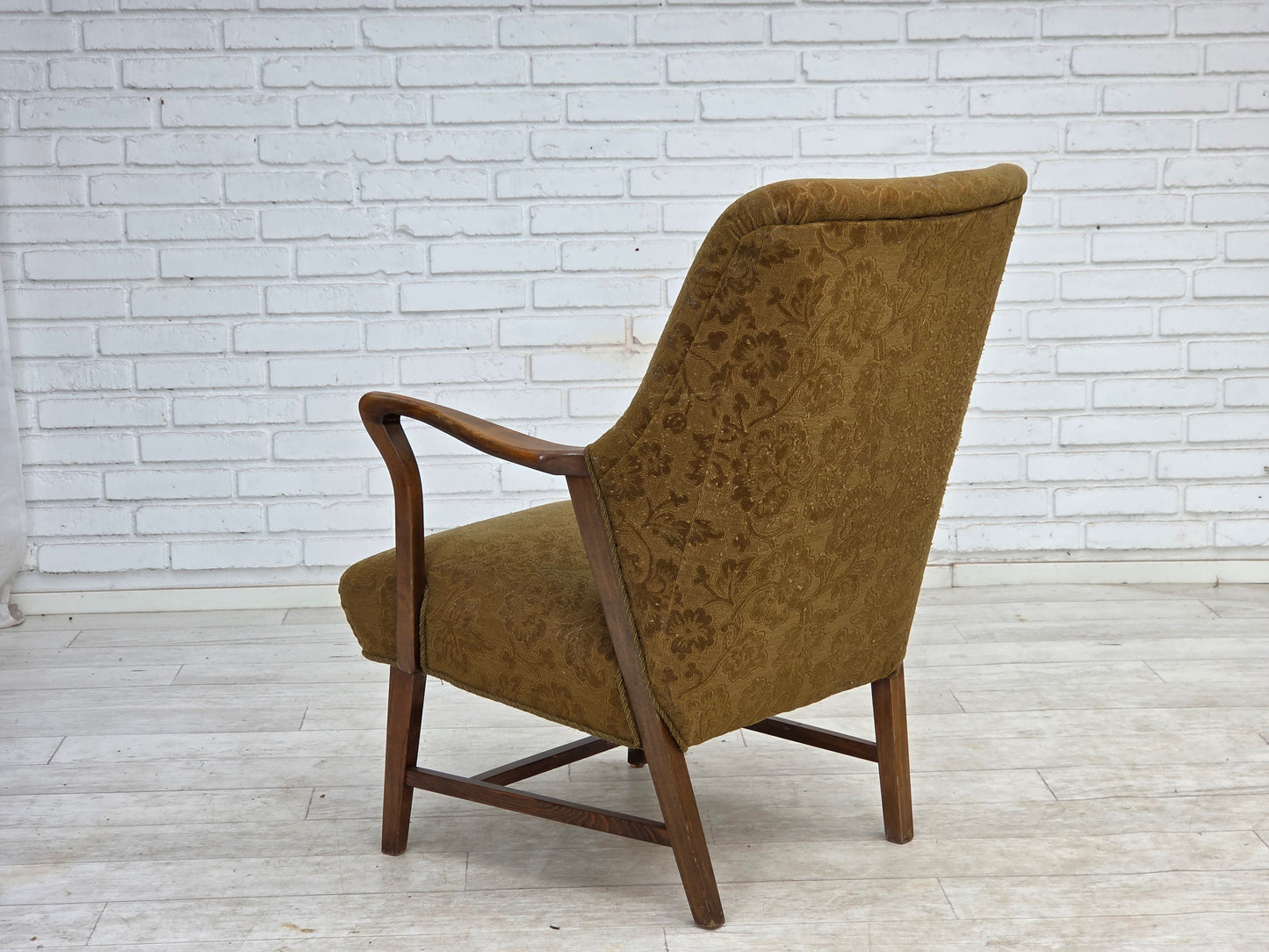 960s, Danish vintage armchair, furniture wool, beech wood.