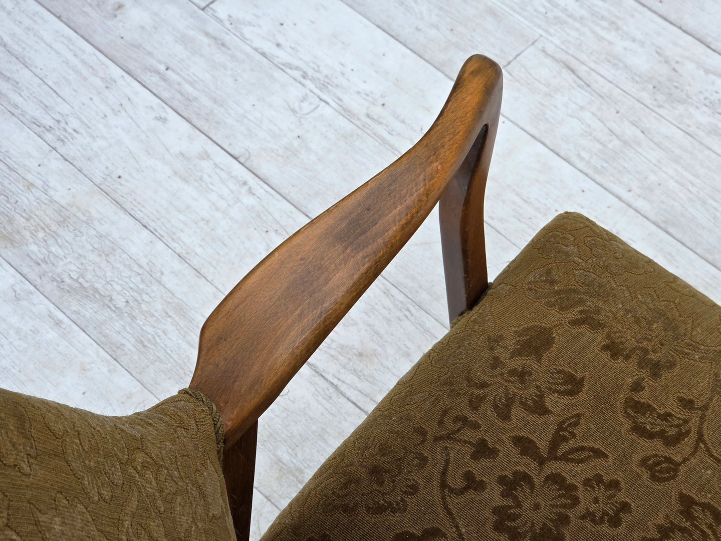 960s, Danish vintage armchair, furniture wool, beech wood.