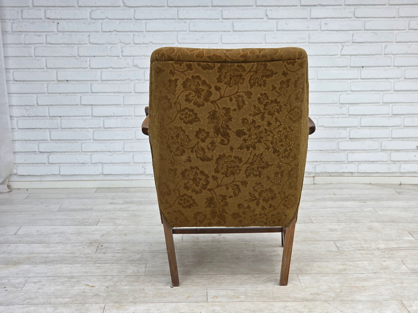 960s, Danish vintage armchair, furniture wool, beech wood.