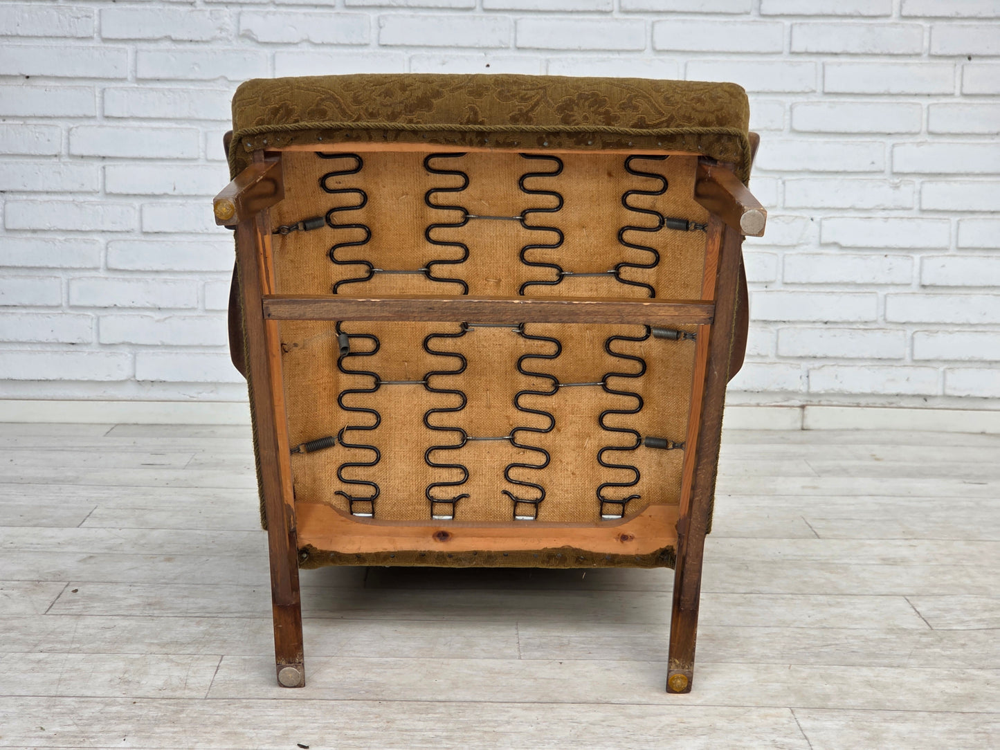 960s, Danish vintage armchair, furniture wool, beech wood.