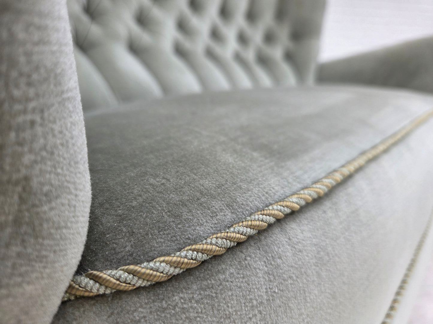 1960s, Danish 2-seater sofa. light green furniture velour.