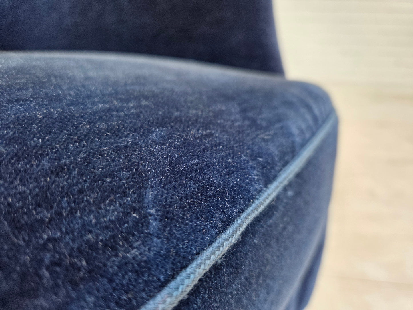 1960s, Danish 2-seater sofa. dark blue furniture velour.