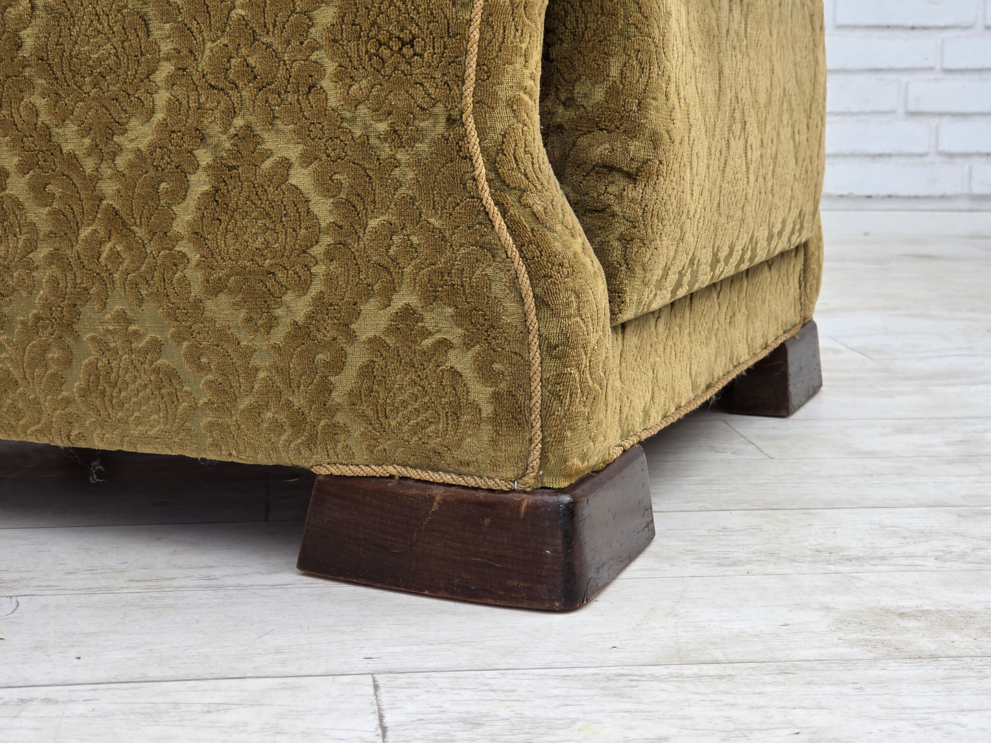 1950s, Danish relax chair, furniture velour, oak wood.