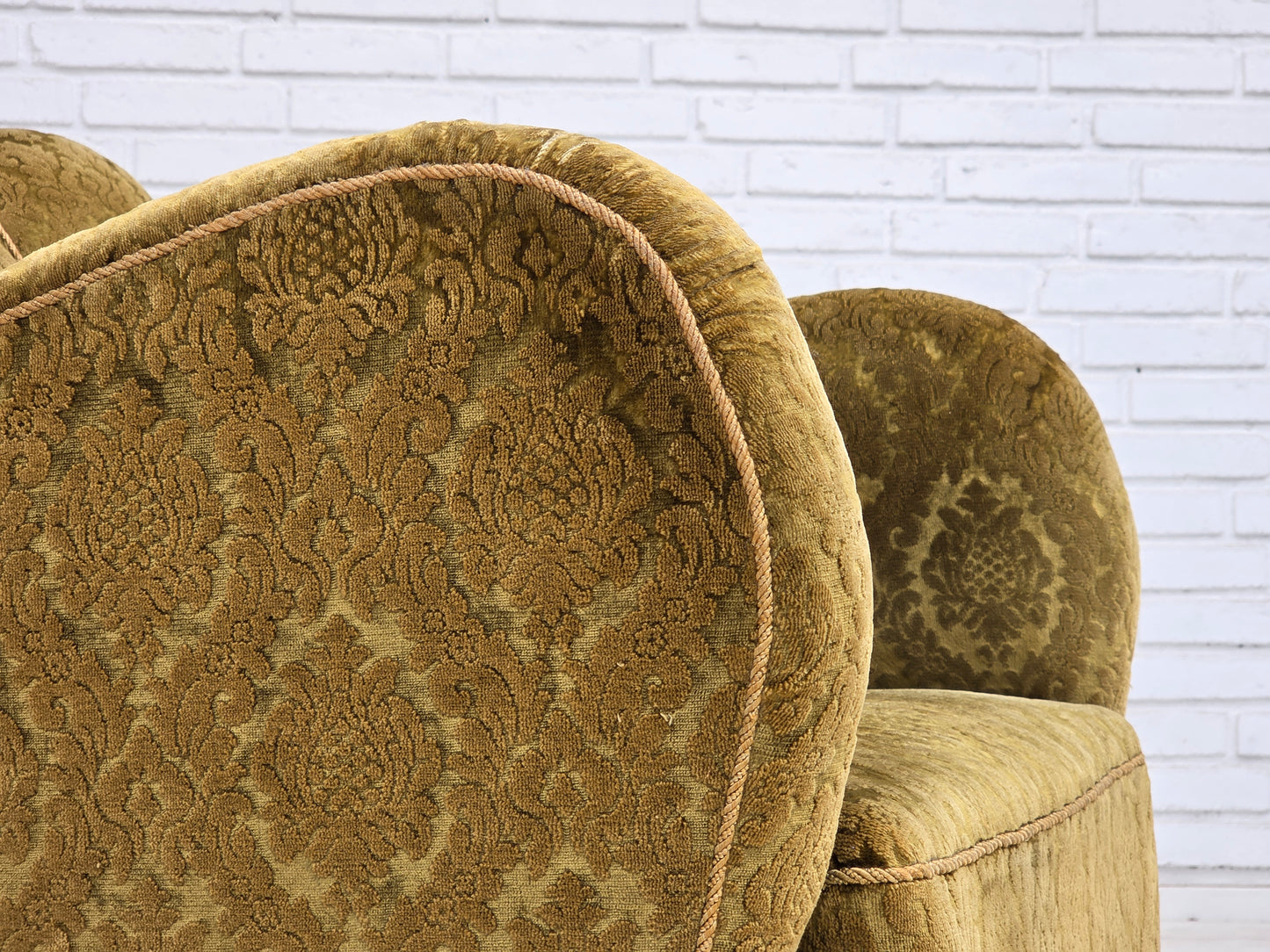 1950s, Danish relax chair, furniture velour, oak wood.