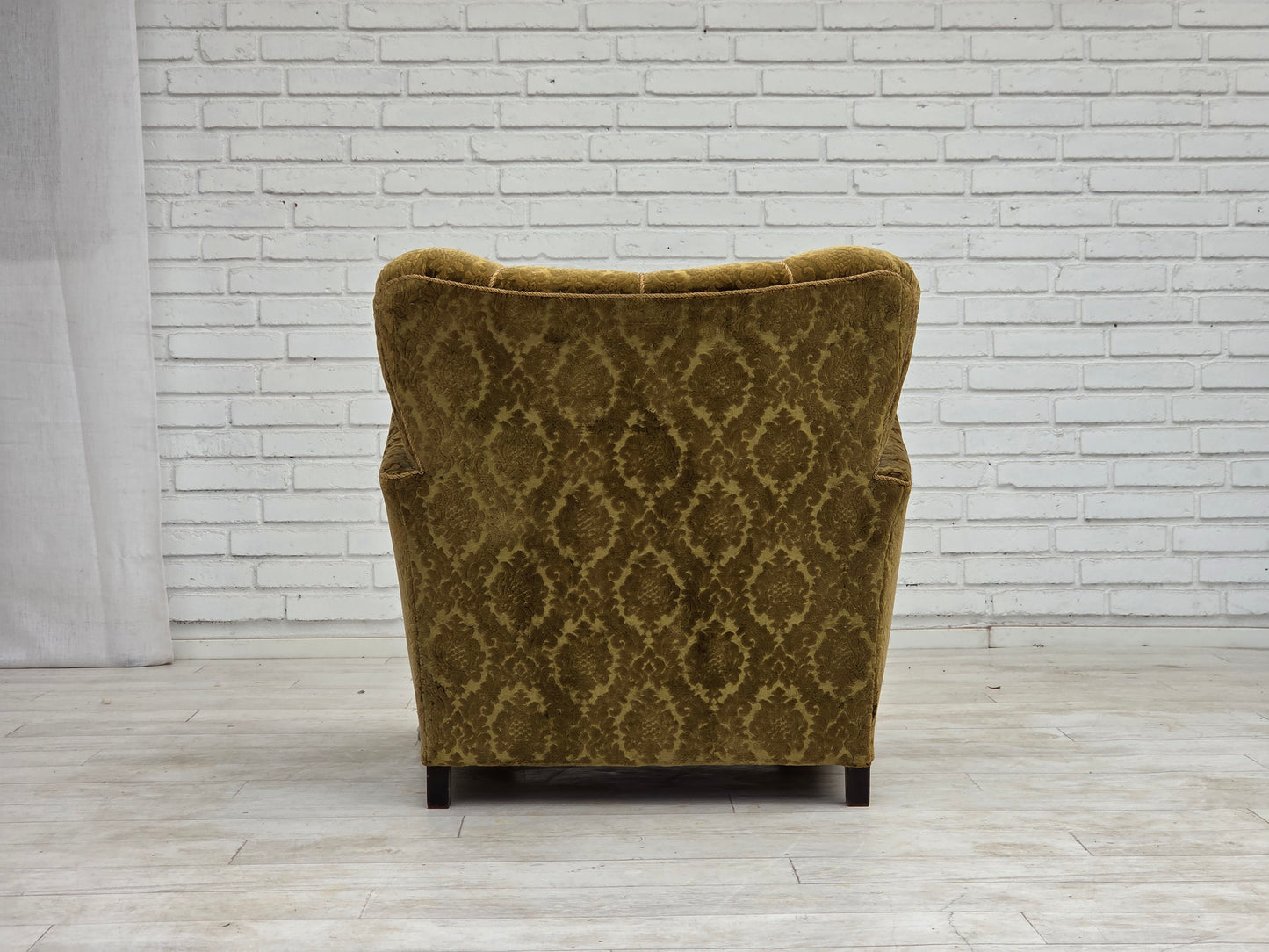 1950s, Danish relax chair, furniture velour, oak wood.