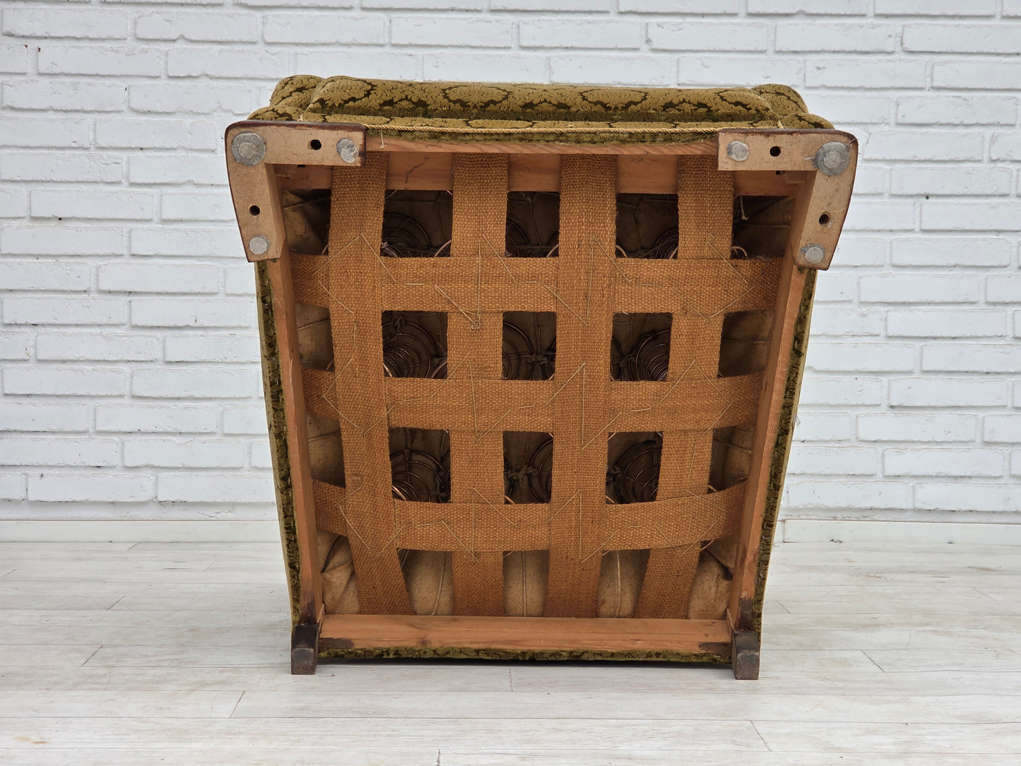 1950s, Danish relax chair, furniture velour, oak wood.