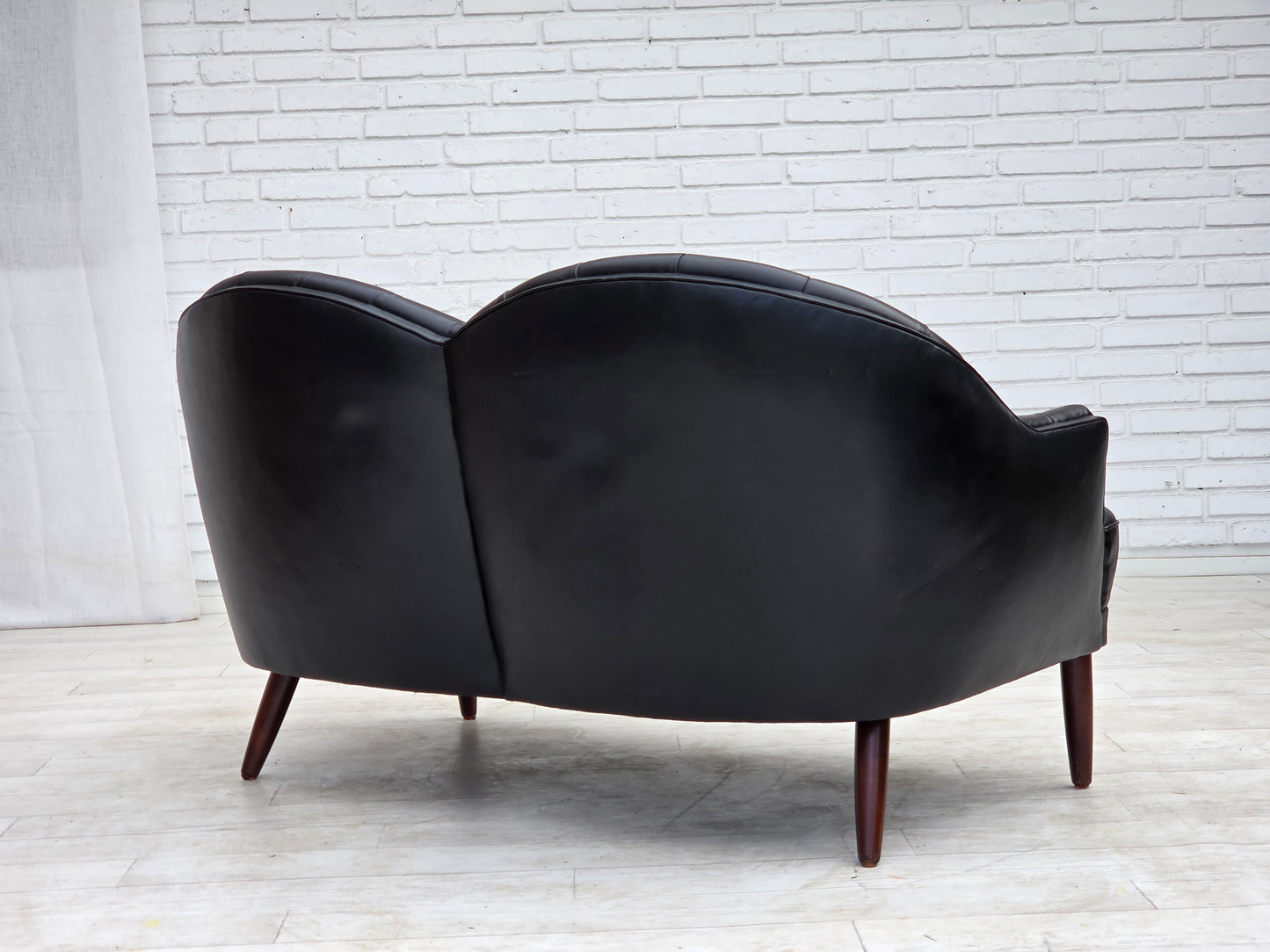 1960s, Scandinavian sofa in black furniture leather.