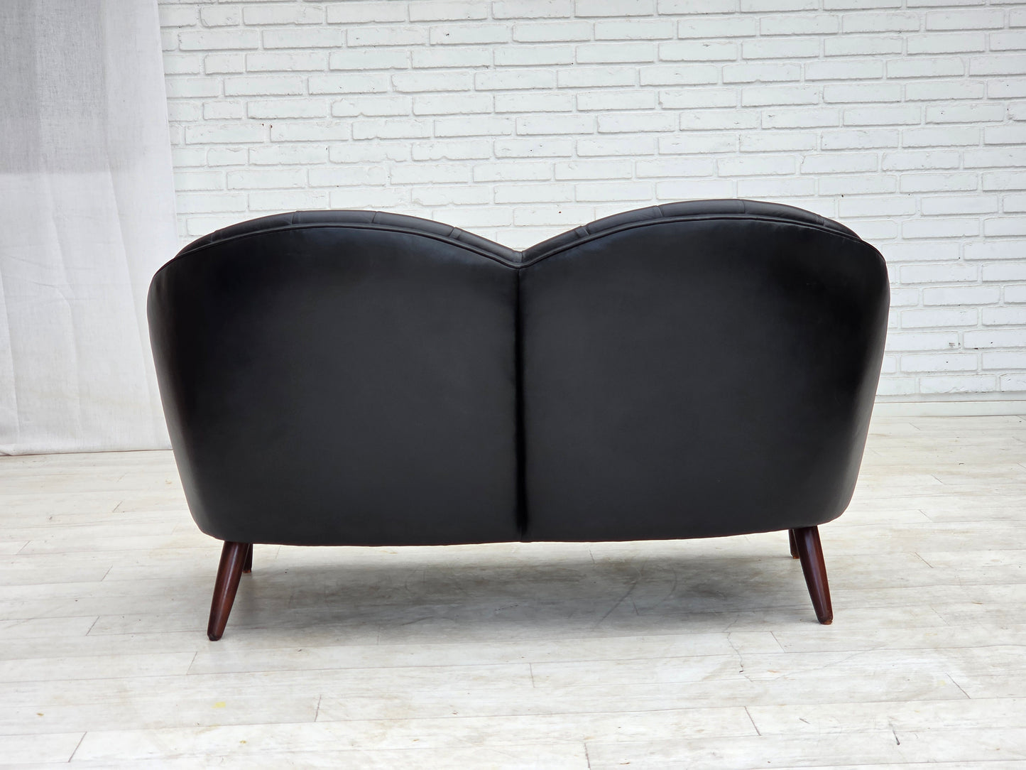 1960s, Scandinavian sofa in black furniture leather.