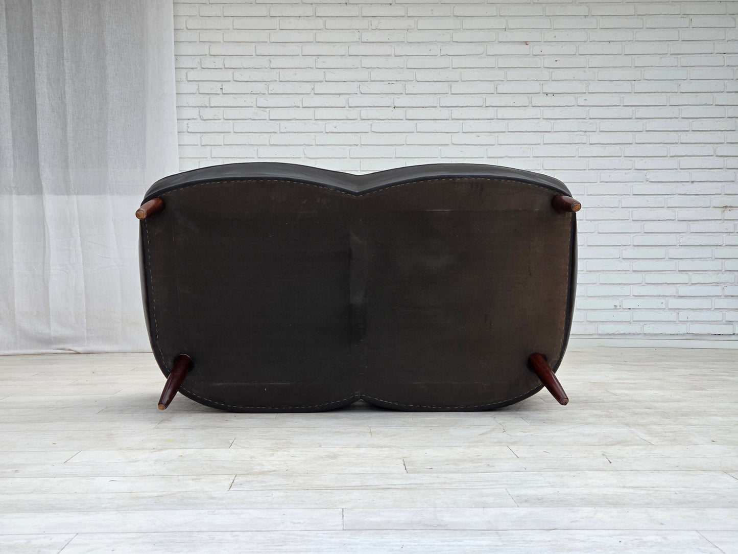1960s, Scandinavian sofa in black furniture leather.
