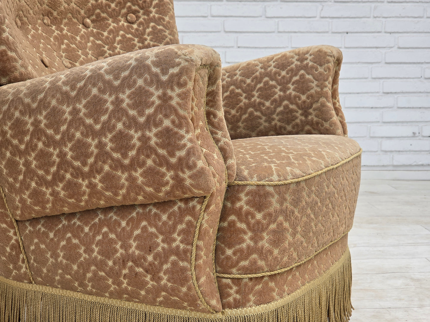 1960s, Danish armchair, furniture velour, beech wood.