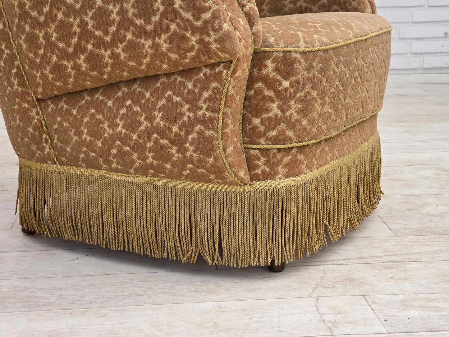 1960s, Danish armchair, furniture velour, beech wood.