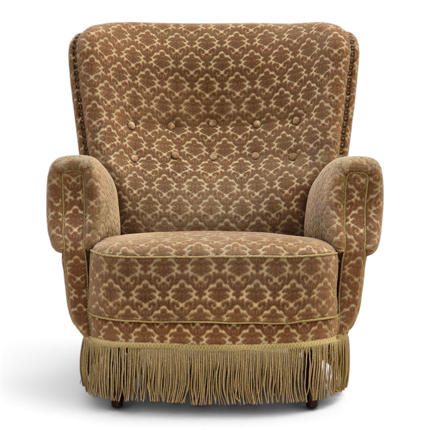 1960s, Danish armchair, furniture velour, beech wood.