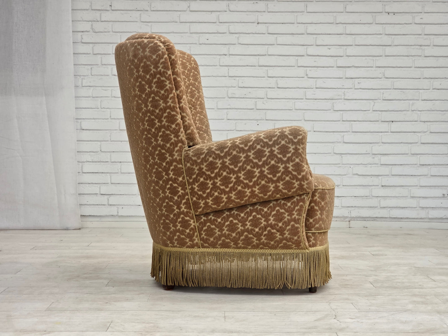 1960s, Danish armchair, furniture velour, beech wood.
