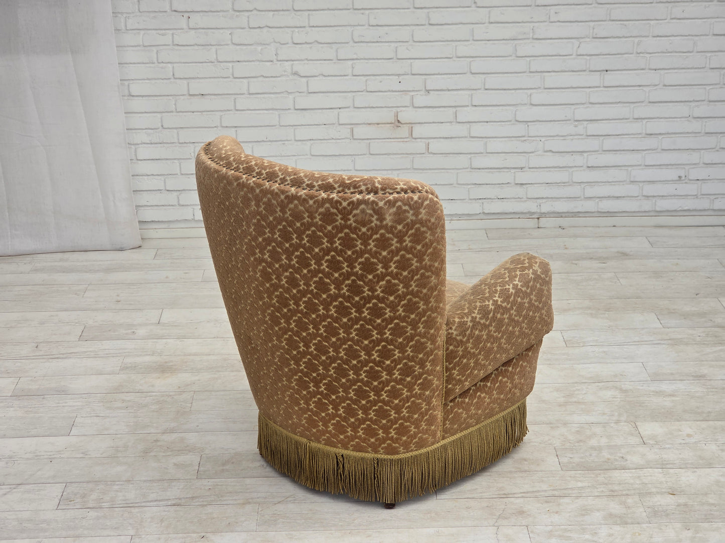 1960s, Danish armchair, furniture velour, beech wood.
