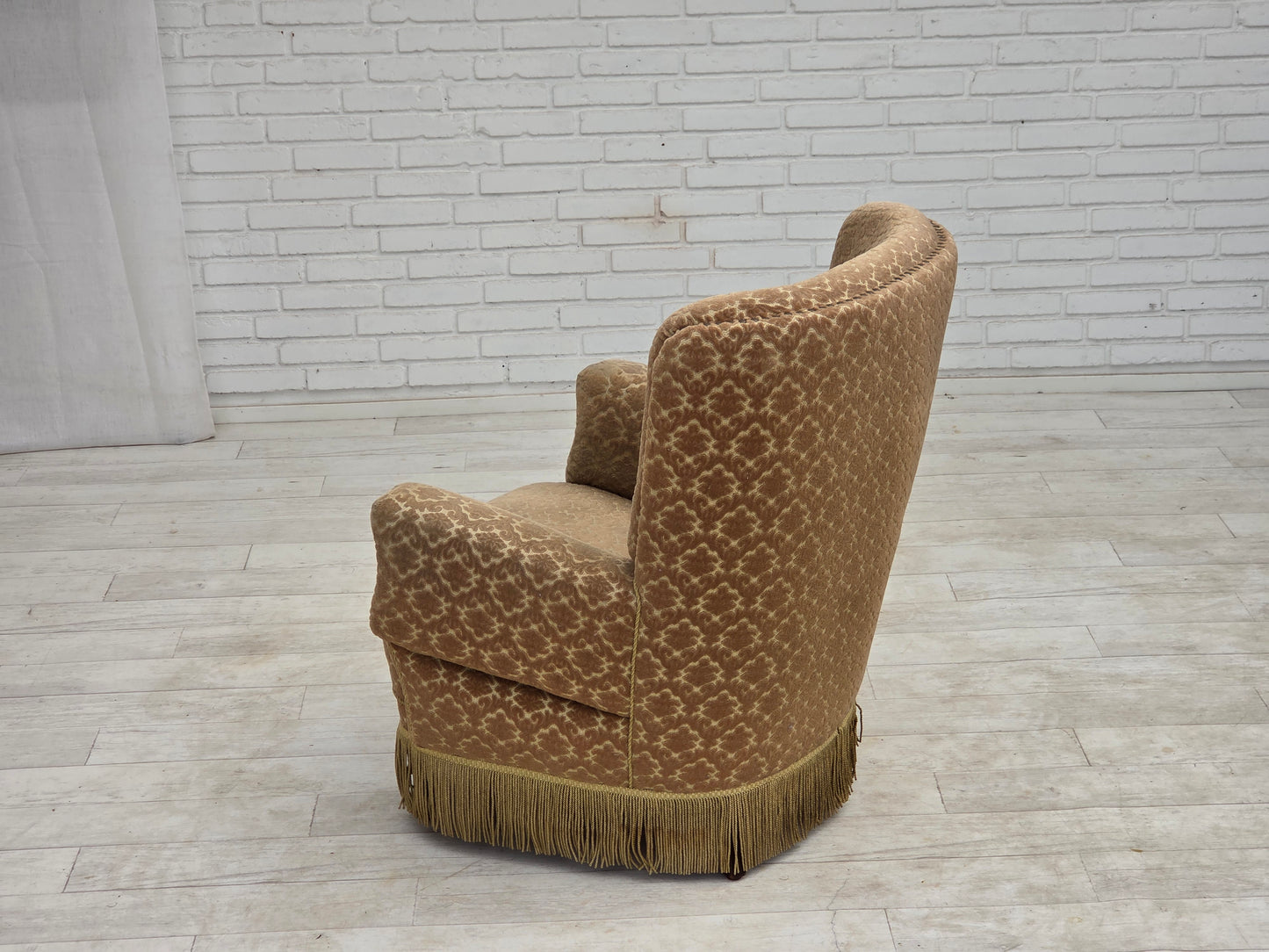 1960s, Danish armchair, furniture velour, beech wood.
