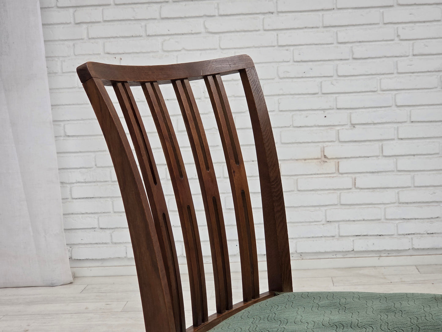 1960s, set of 6 Danish dining chairs, furniture wool, oak wood.