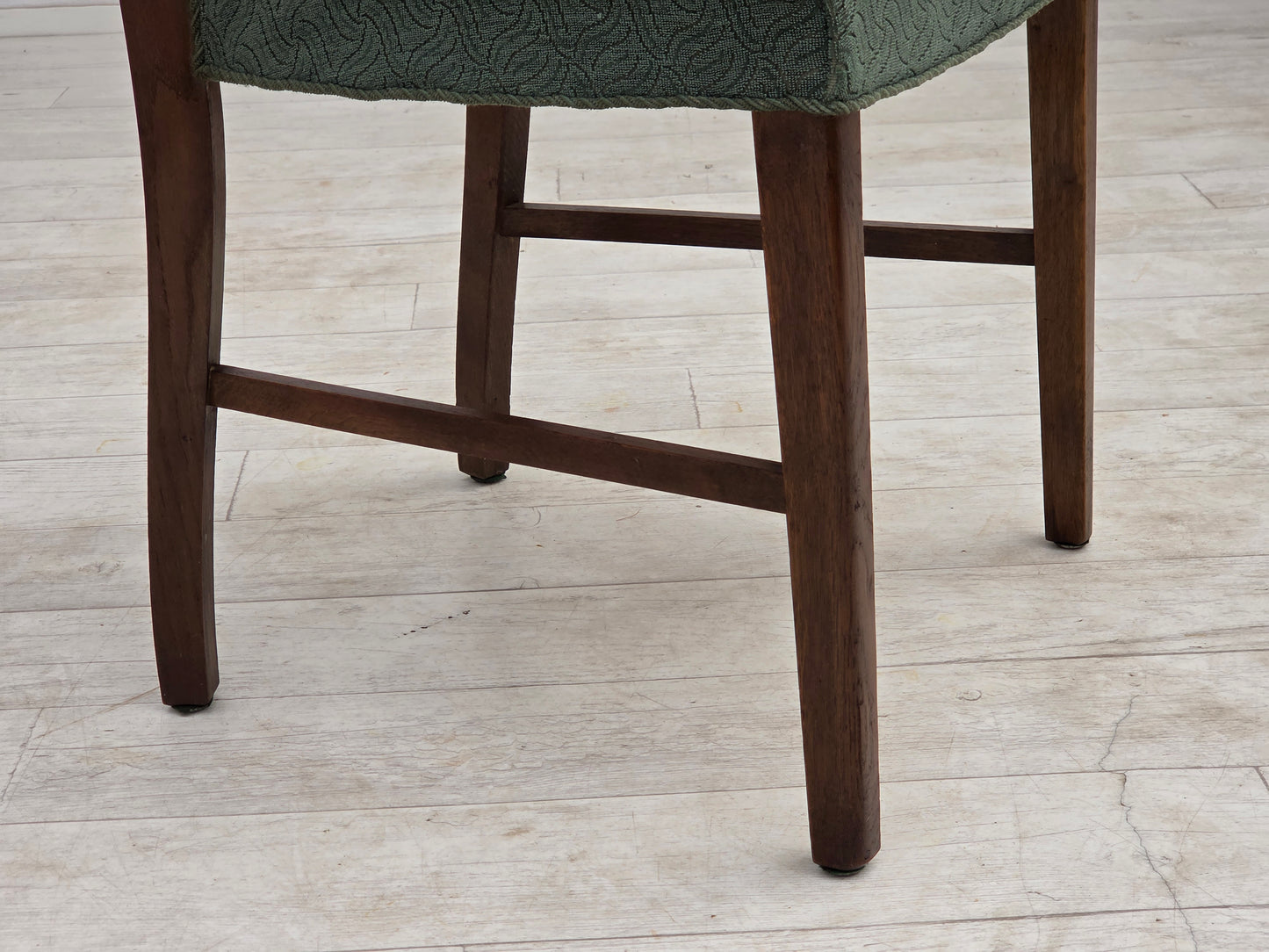 1960s, set of 6 Danish dining chairs, furniture wool, oak wood.