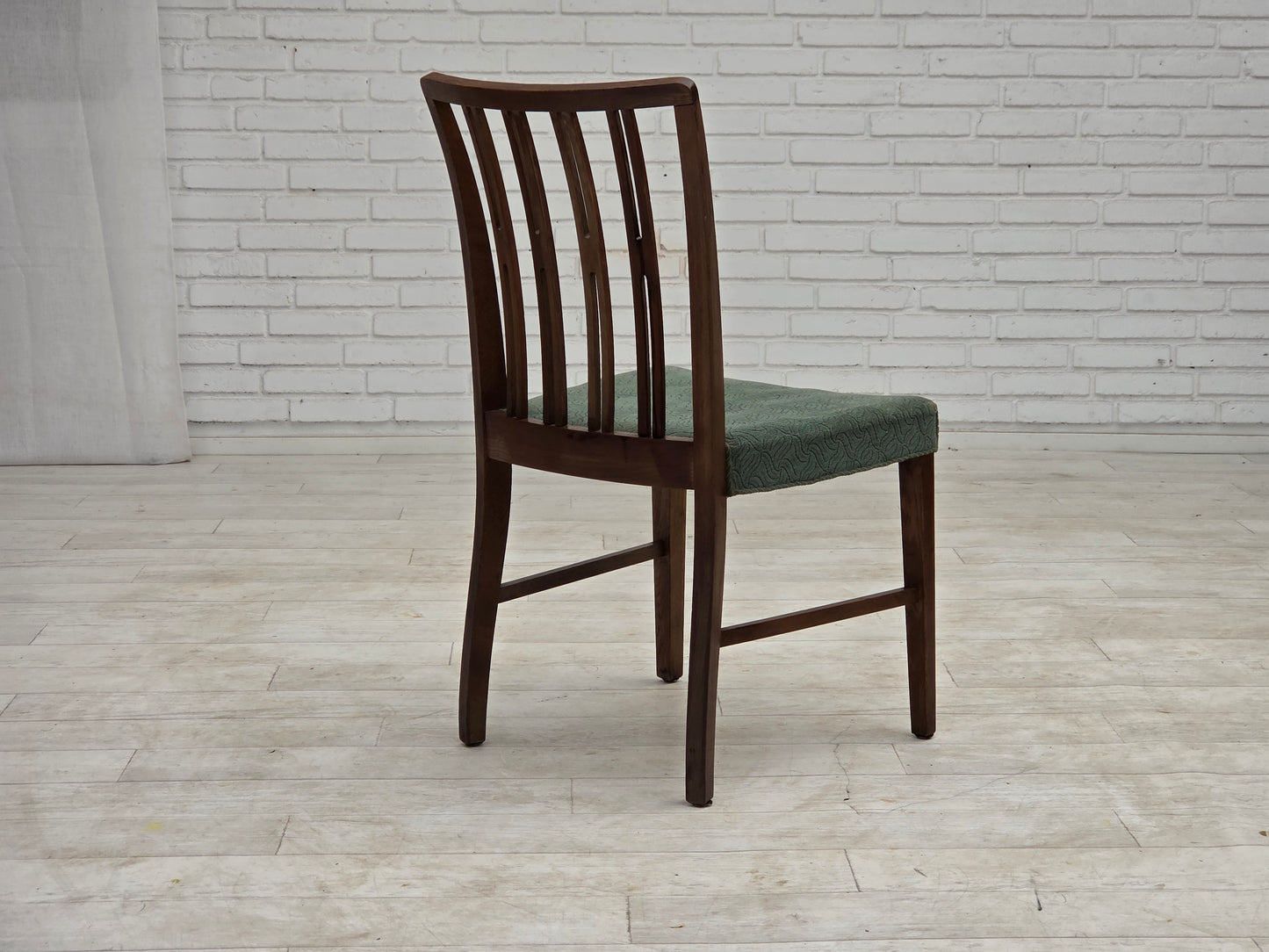 1960s, set of 6 Danish dining chairs, furniture wool, oak wood.