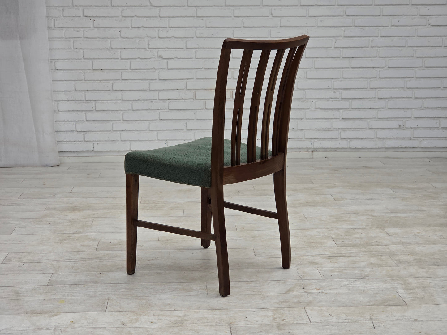 1960s, set of 6 Danish dining chairs, furniture wool, oak wood.