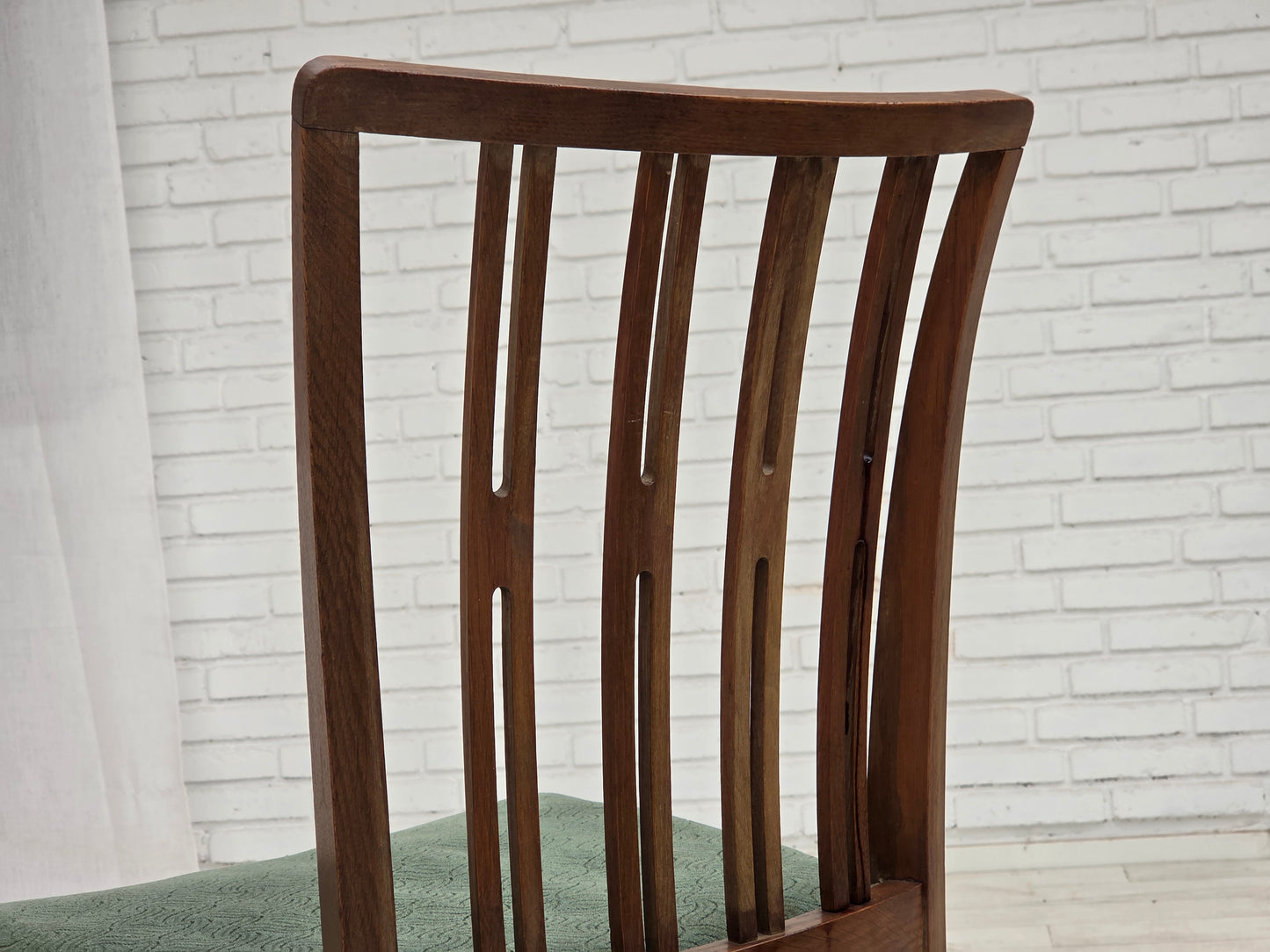 1960s, set of 6 Danish dining chairs, furniture wool, oak wood.