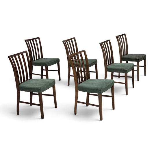 1960s, set of 6 Danish dining chairs, furniture wool, oak wood.