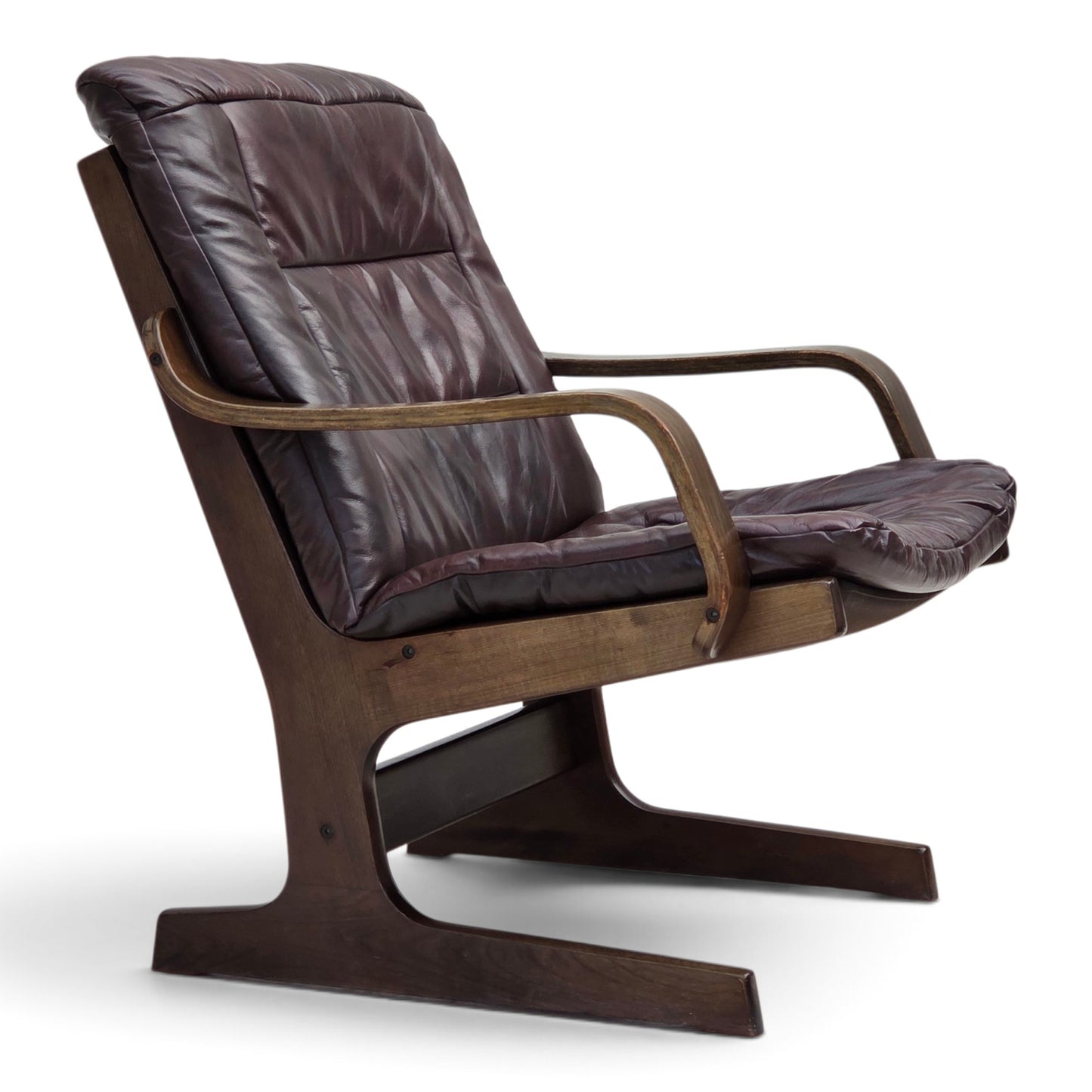 1970s, Scandinavian armchair, brown furniture leather.