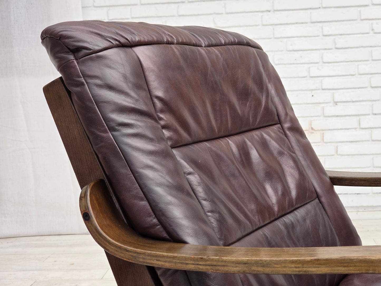1970s, Scandinavian armchair, brown furniture leather.