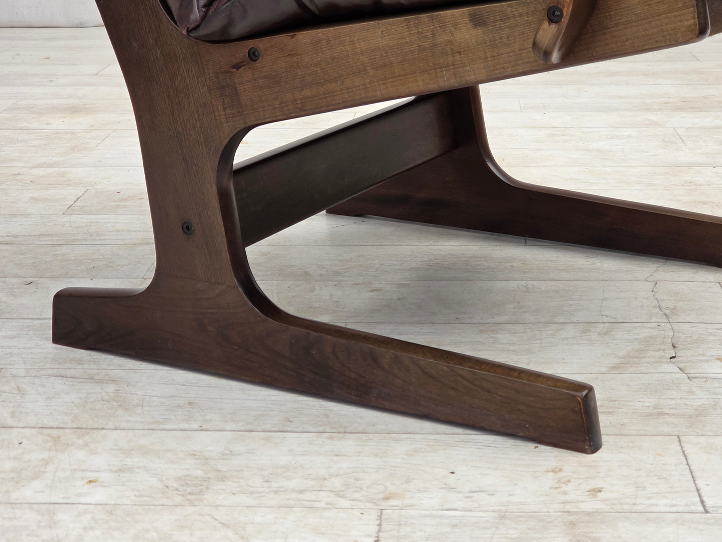 1970s, Scandinavian armchair, brown furniture leather.
