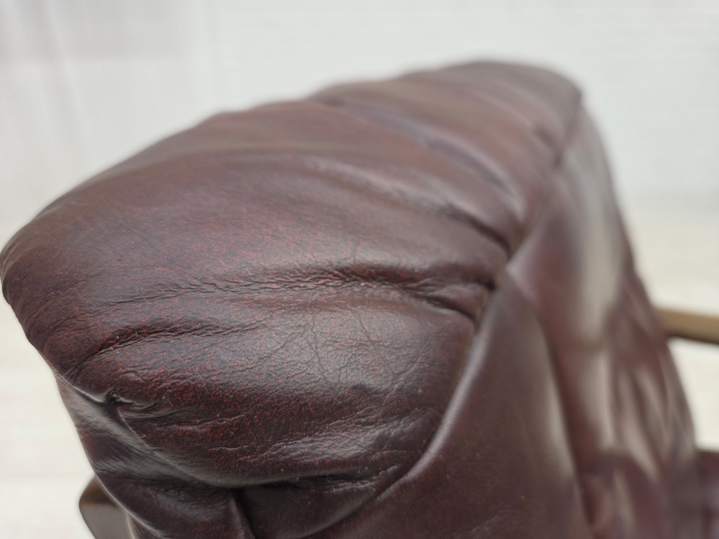 1970s, Scandinavian armchair, brown furniture leather.