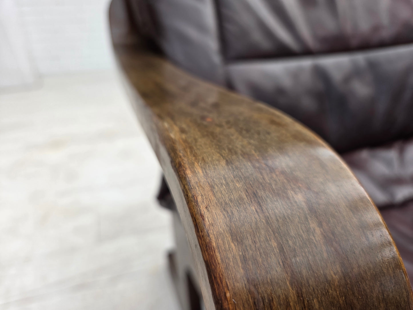 1970s, Scandinavian armchair, brown furniture leather.